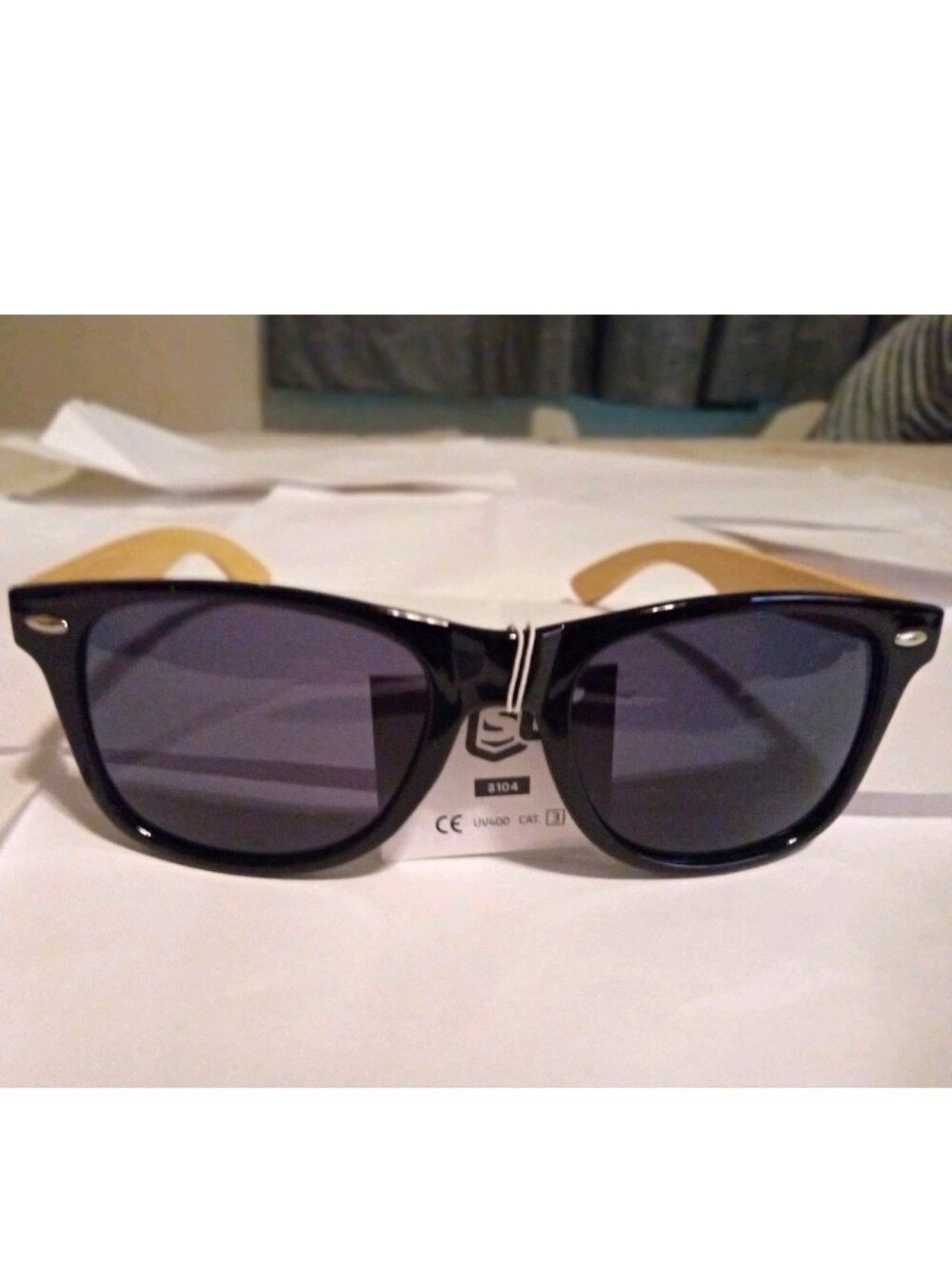 SUNFER Square Sunglasses Black Frame Black Tinted Lens UV400 Lightweight 8104